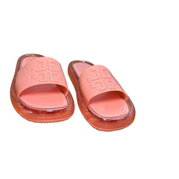 Tory Burch Jelly Slides Sandals Pink Logo Platform Pool Beach Summer 4B - Picture 4 of 12